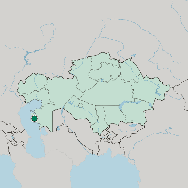 Map showing Aktau — In Kazakhstan