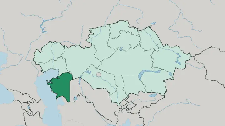 Map of Mangistauskaya Oblast’ in Kazakhstan