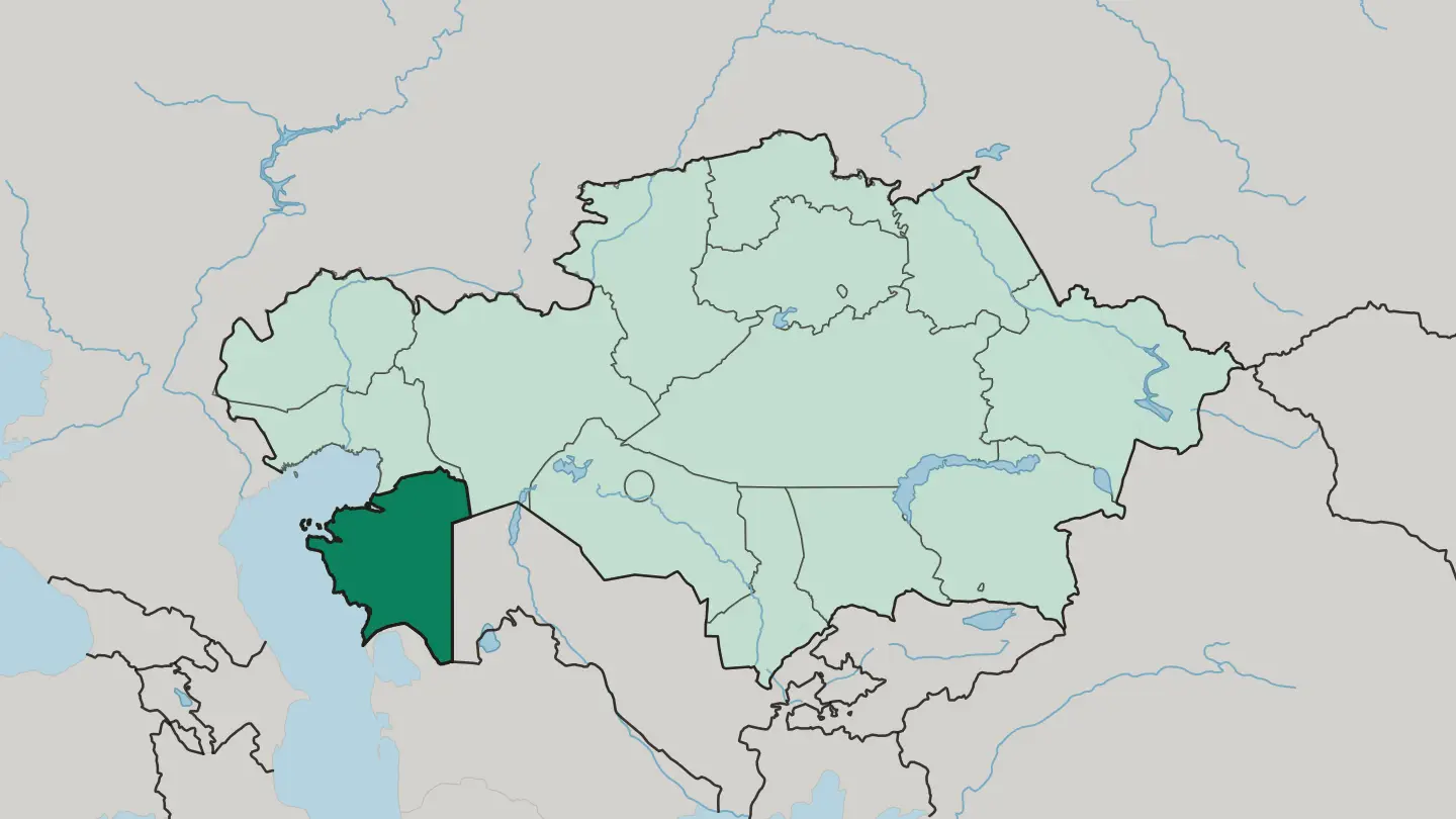 Map of Mangistauskaya Oblast’ in Kazakhstan