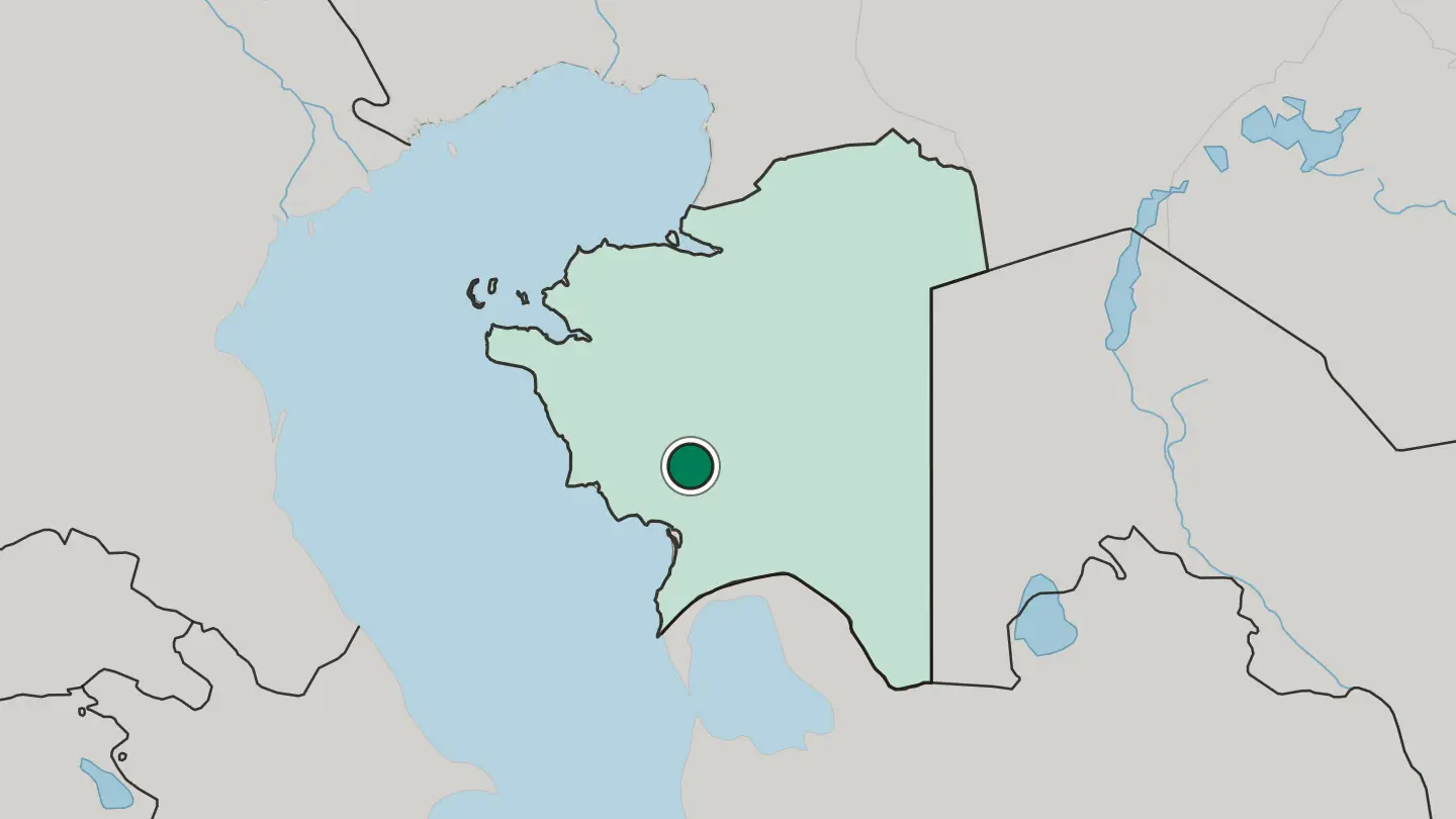 Map of Zhanaozen in Kazakhstan