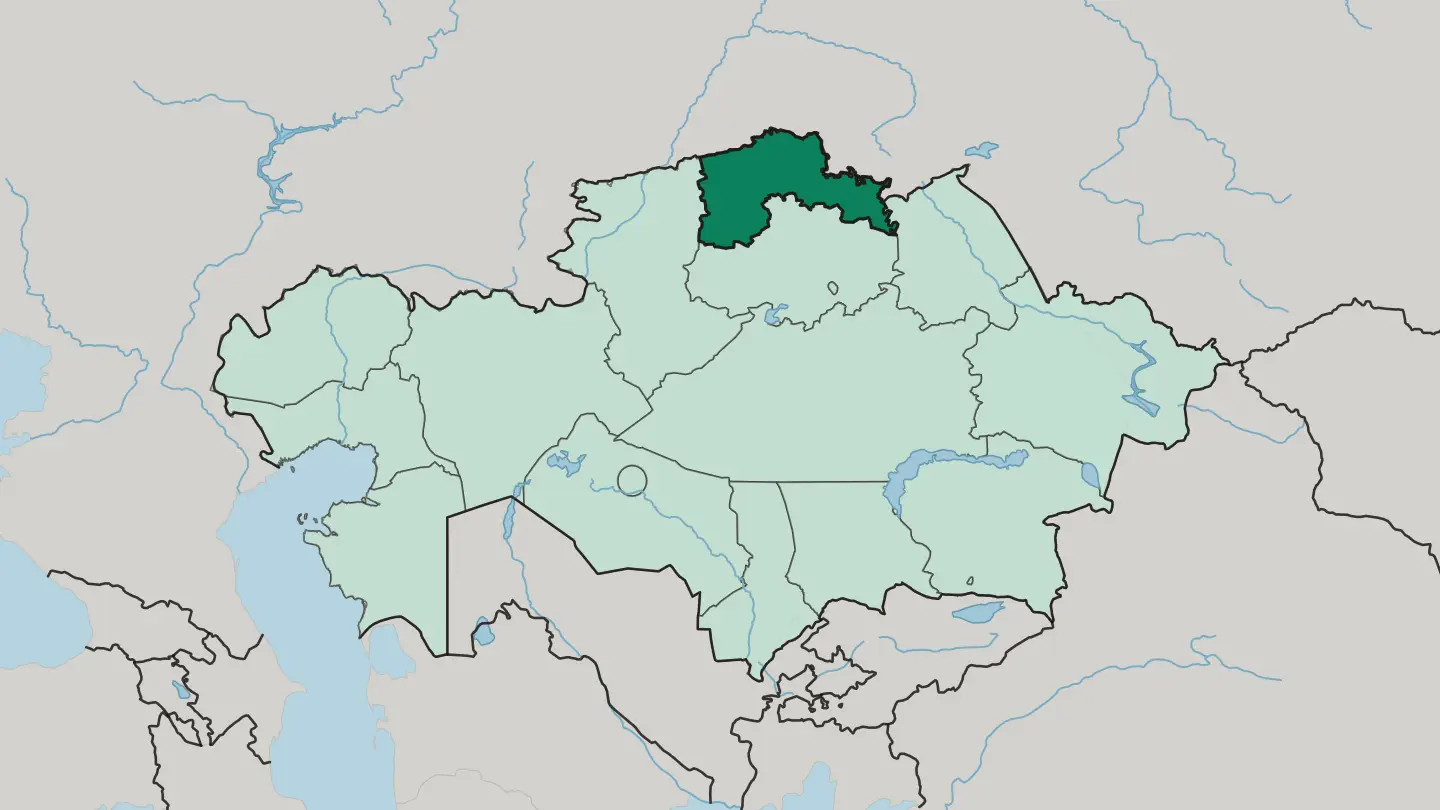 Map of North Kazakhstan in Kazakhstan