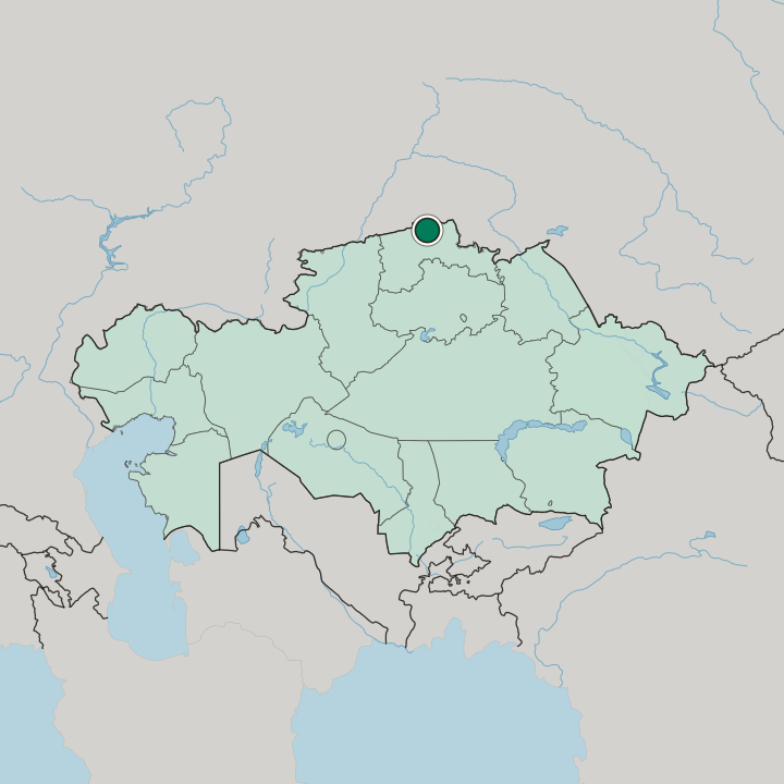 Map showing Petropavl — In Kazakhstan
