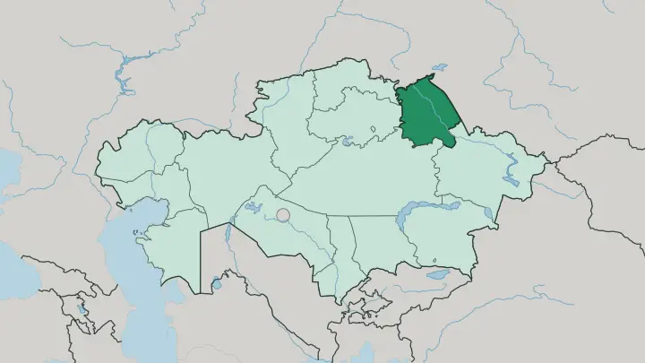 Map of Pavlodar Region in Kazakhstan