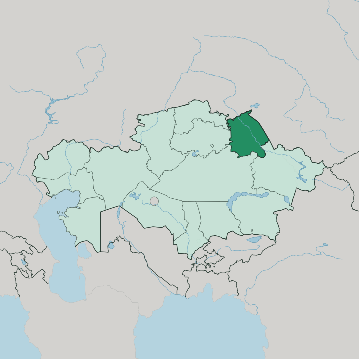 Map showing Pavlodar Region — In Kazakhstan