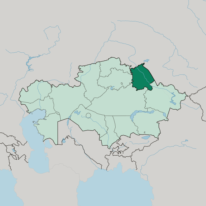 Map showing Pavlodar Region — In Kazakhstan