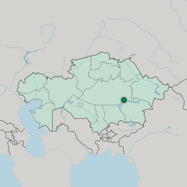 Map showing Balqash — In Kazakhstan