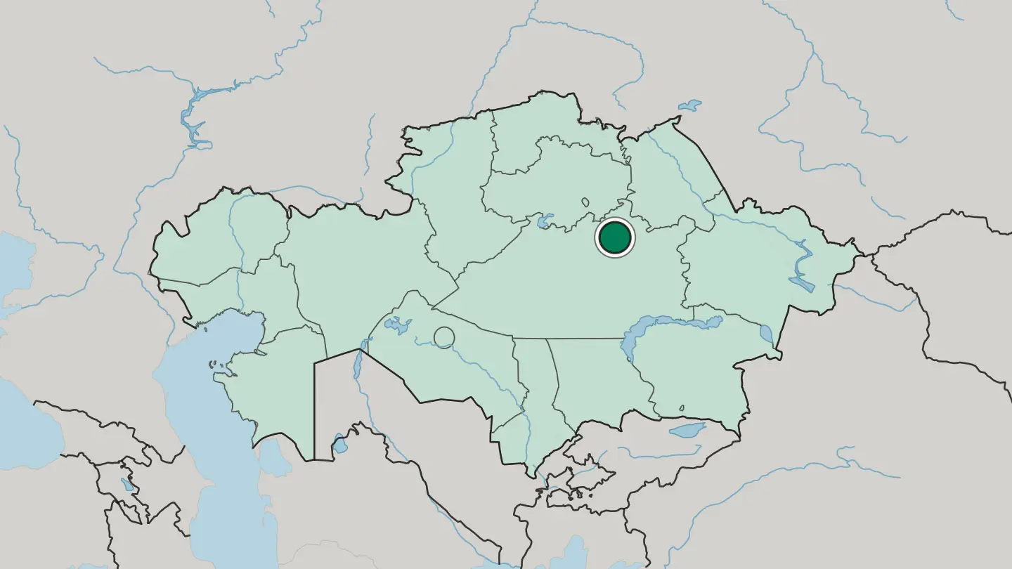 Map of Karagandy in Kazakhstan