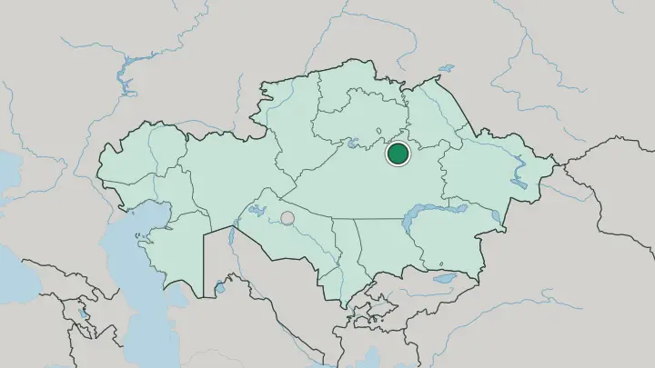 Map of Karagandy in Kazakhstan