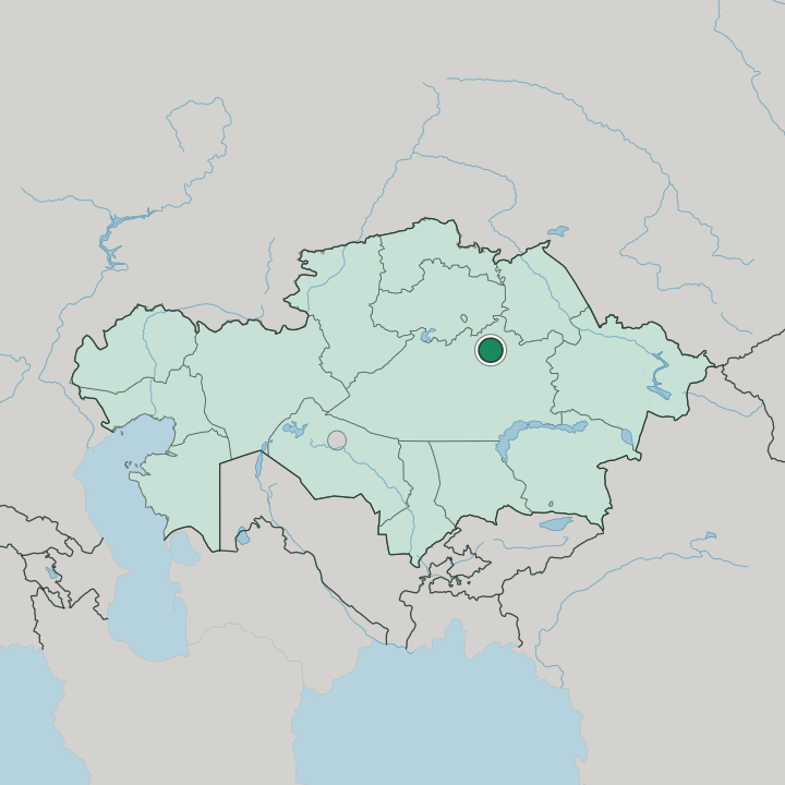 Map showing Karagandy — In Kazakhstan