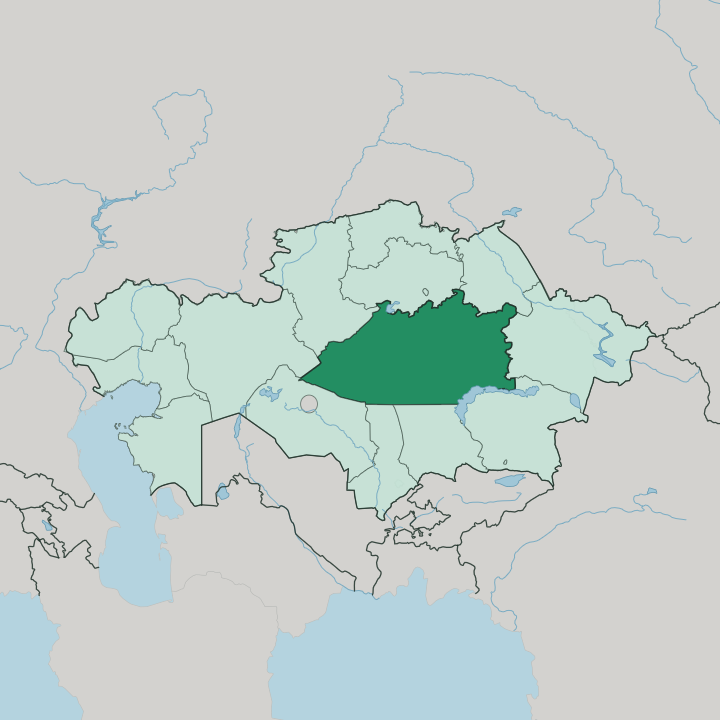 Map showing Qaraghandy Oblysy — In Kazakhstan