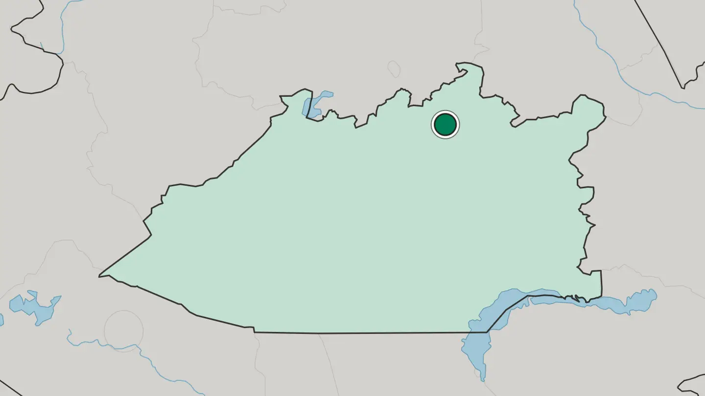 Map of Temirtau in Kazakhstan