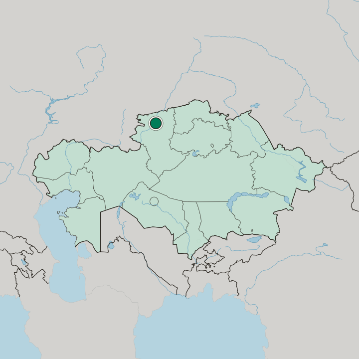Map showing Kostanay — In Kazakhstan