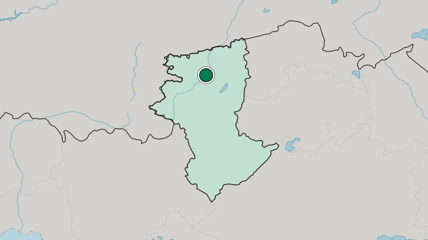Map of Kostanay in Kazakhstan