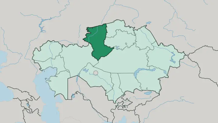 Map of Qostanay Oblysy in Kazakhstan