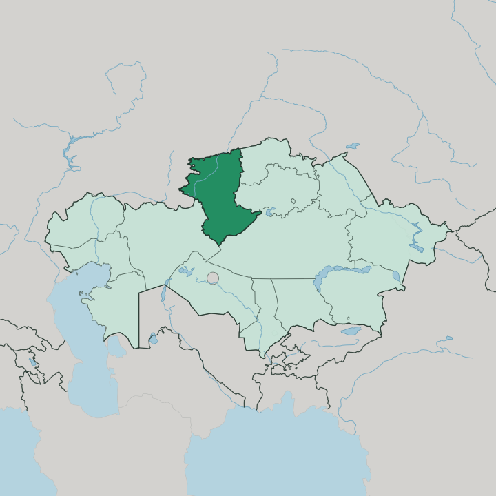 Map showing Qostanay Oblysy — In Kazakhstan