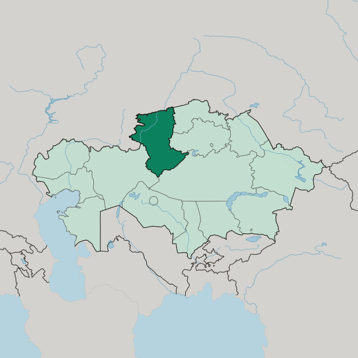 Map showing Qostanay Oblysy — In Kazakhstan