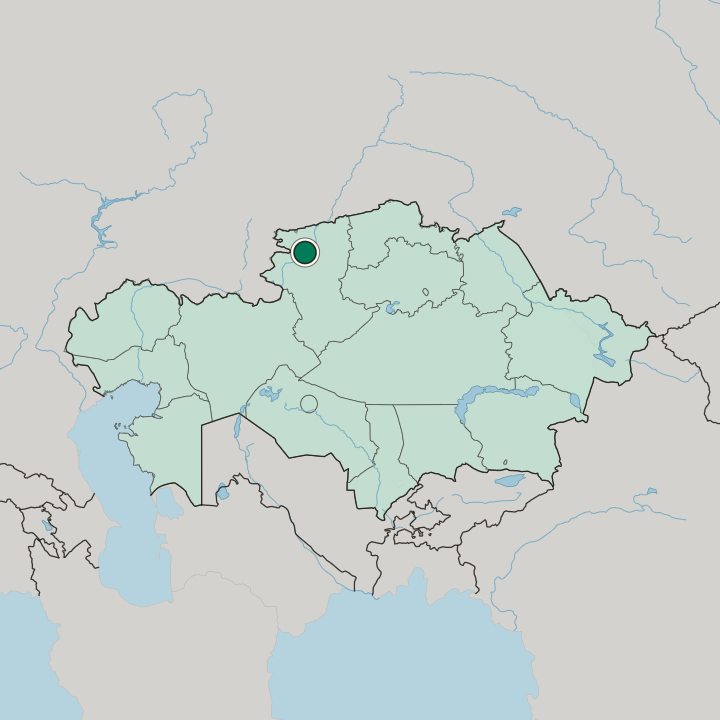 Map showing Rudnyy — In Kazakhstan