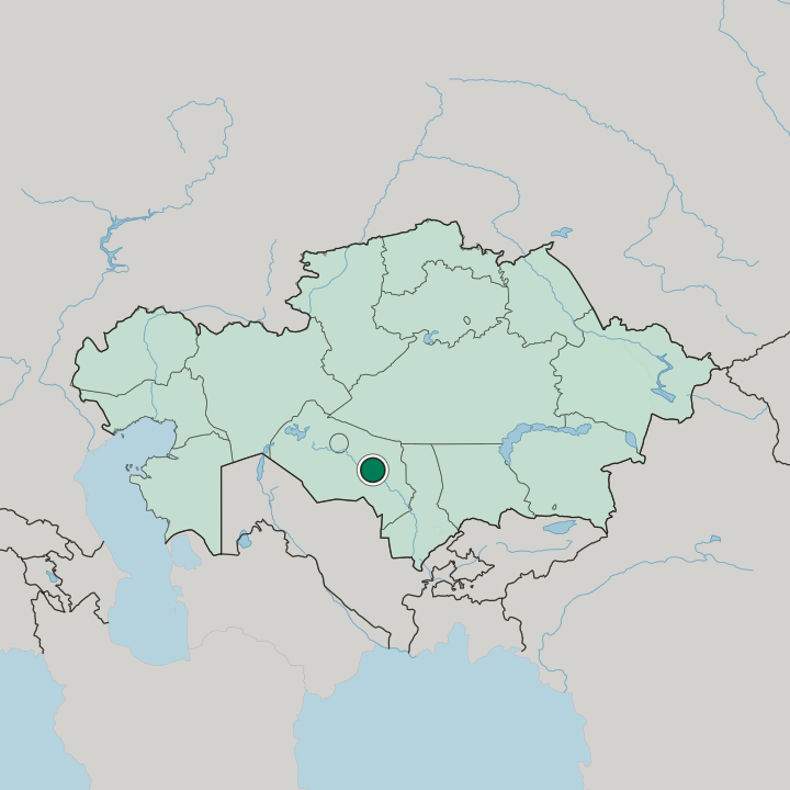 Map showing Kyzylorda — In Kazakhstan
