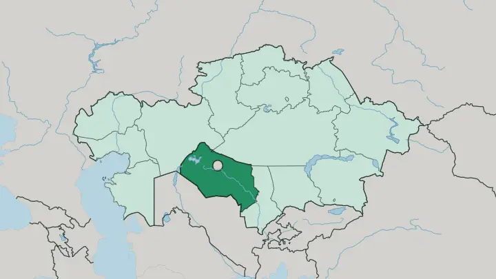 Map of Qyzylorda Oblysy in Kazakhstan
