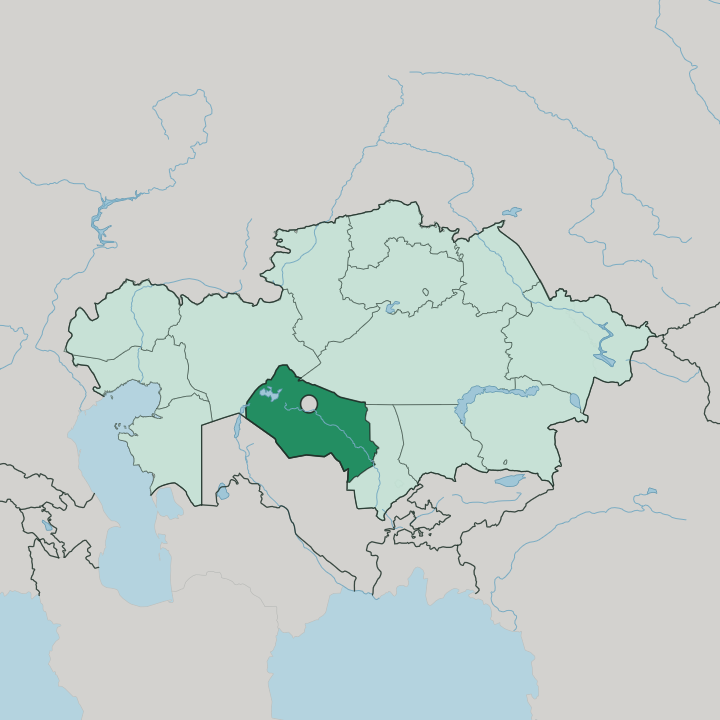 Map showing Qyzylorda Oblysy — In Kazakhstan