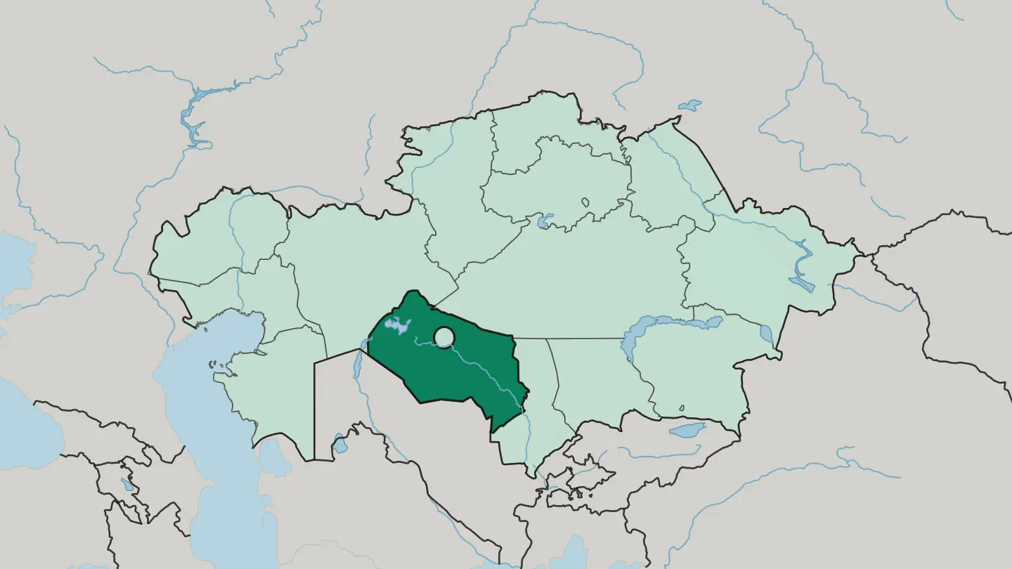 Map of Qyzylorda Oblysy in Kazakhstan