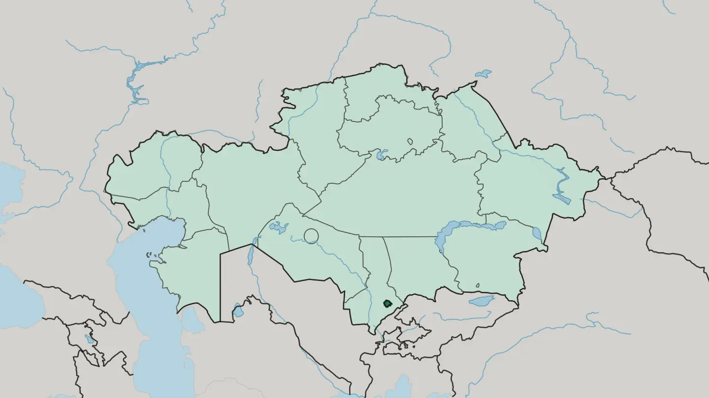 Map of Shymkent in Kazakhstan