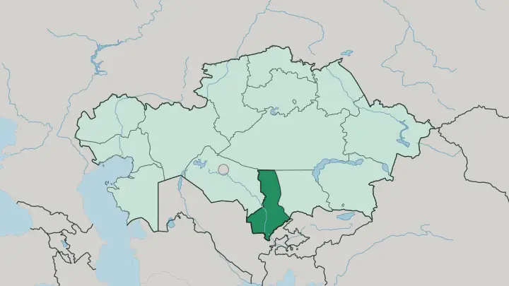 Map of Turkistan in Kazakhstan