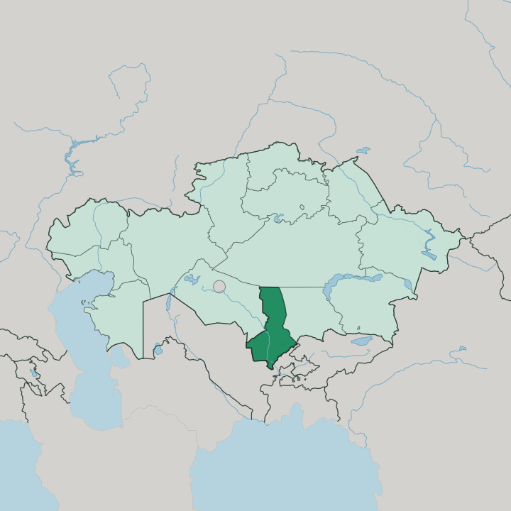 Map showing Turkistan — In Kazakhstan