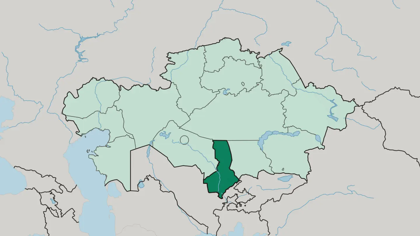 Map of Turkistan in Kazakhstan
