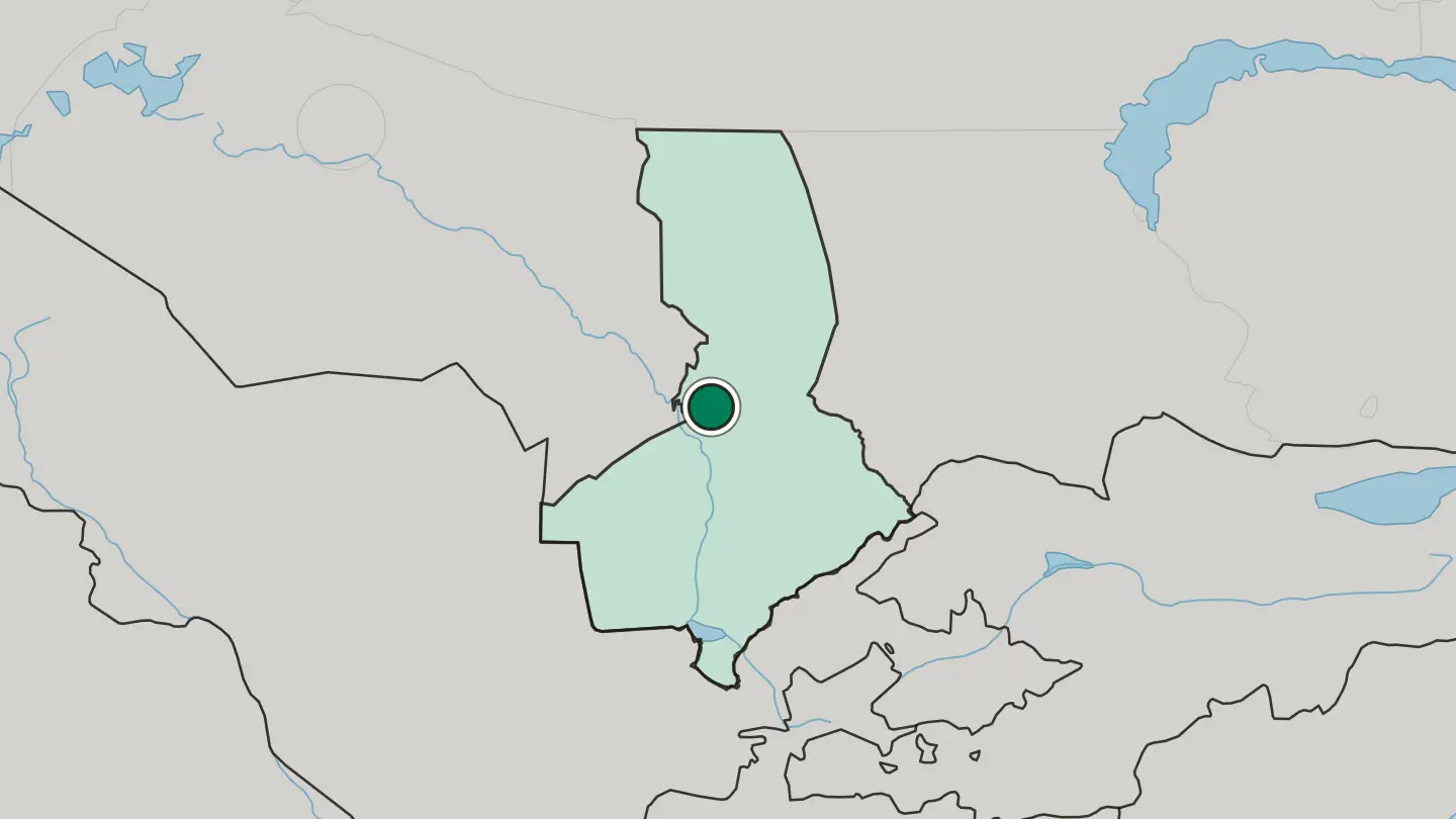 Map of Turkistan in Kazakhstan
