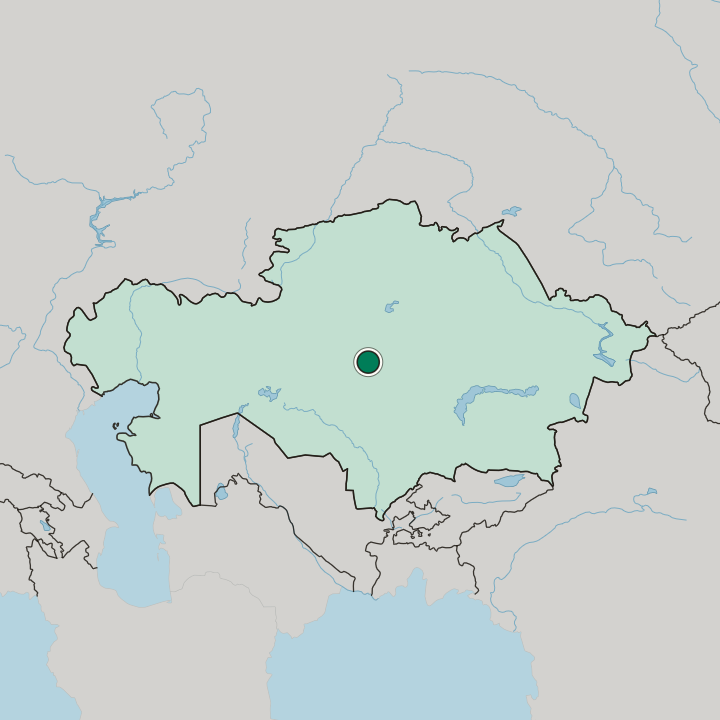 Map showing Satpayev — In Ulytau Region