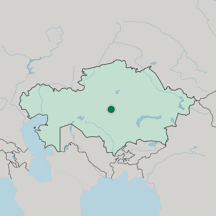 Map showing Zhezqazghan — In Ulytau Region