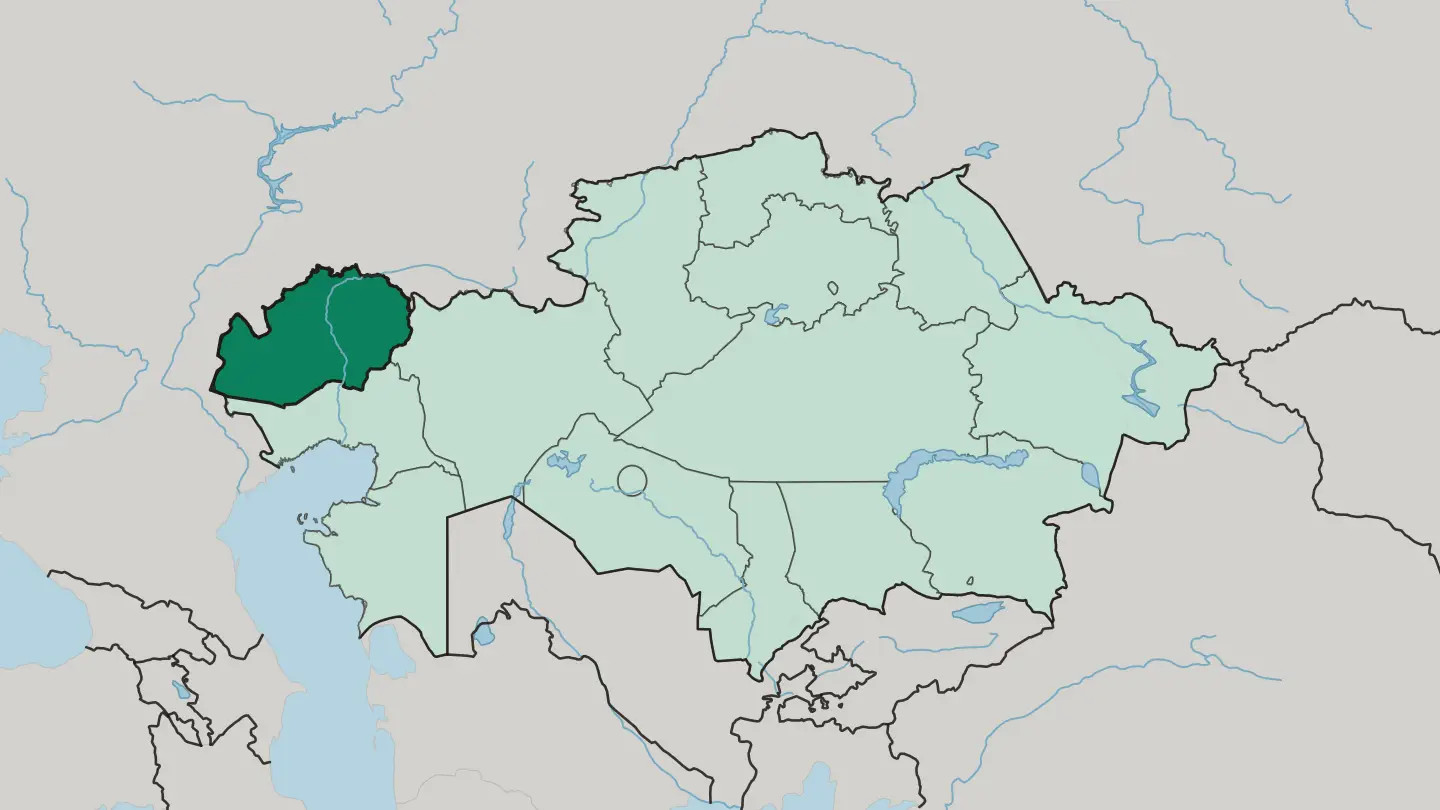 Map of West Kazakhstan in Kazakhstan