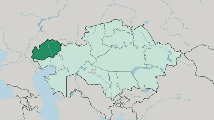 Map of West Kazakhstan in Kazakhstan