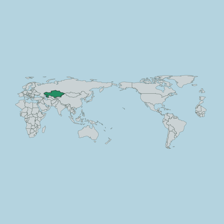Map showing Kazakhstan — Worldwide