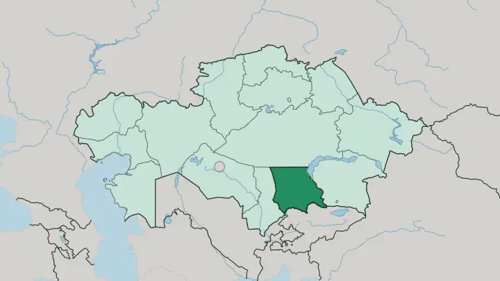 Map of Zhambyl Oblysy in Kazakhstan