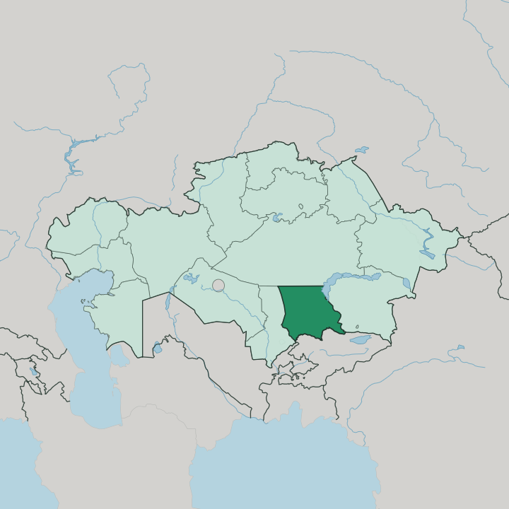 Map showing Zhambyl Oblysy — In Kazakhstan