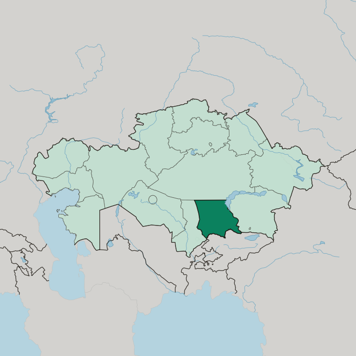 Map showing Zhambyl Oblysy — In Kazakhstan