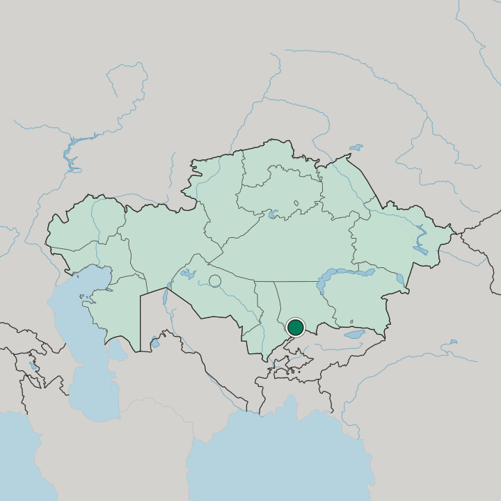 Map showing Taraz — In Kazakhstan