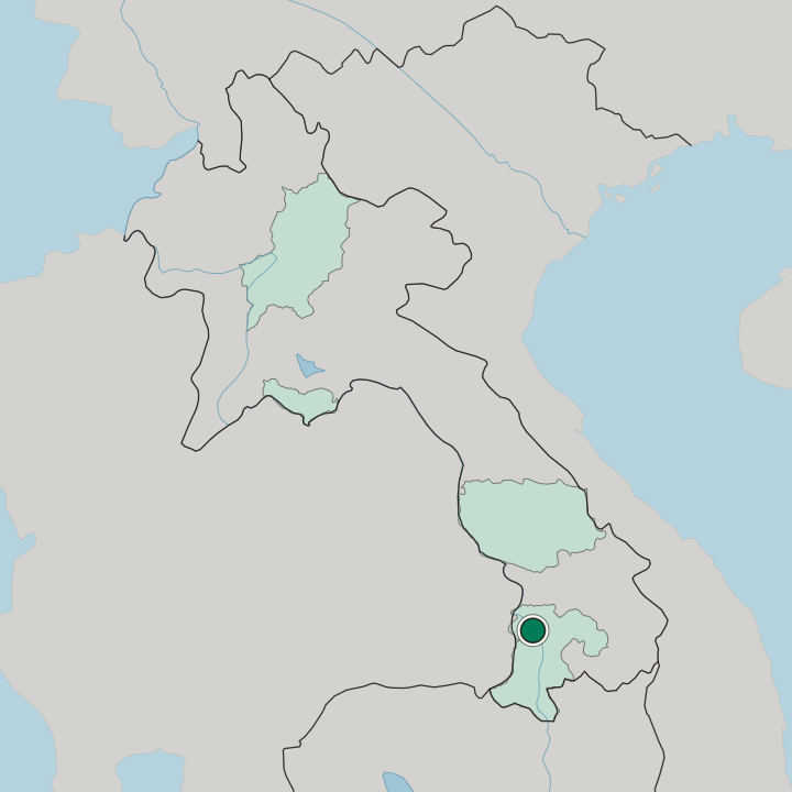 Map showing Pakse — In Laos