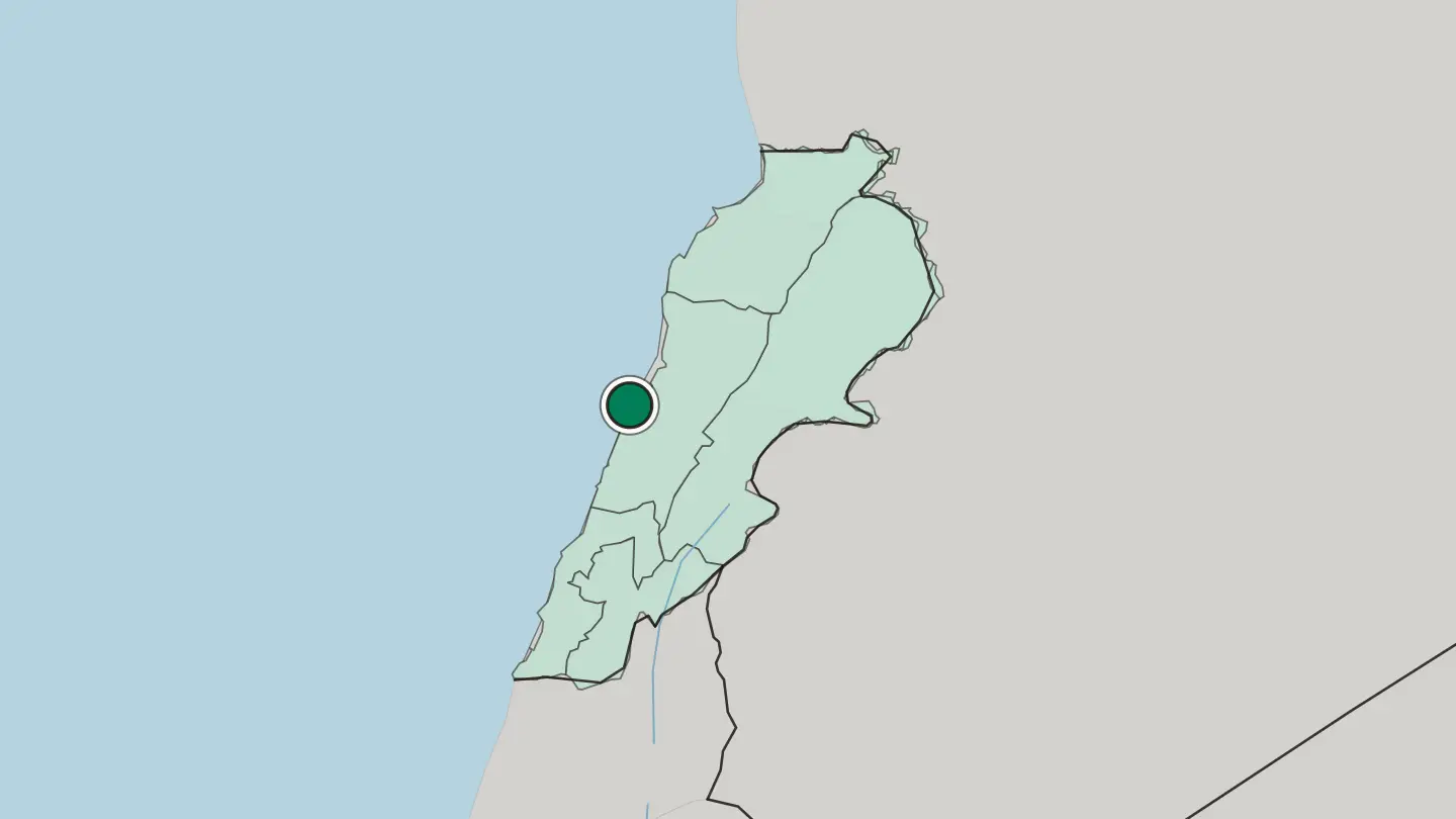 Map of Beirut in Lebanon