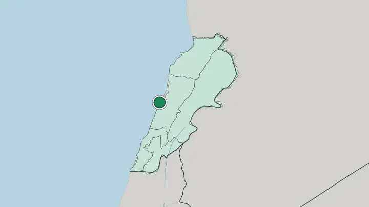 Map of Beirut in Lebanon