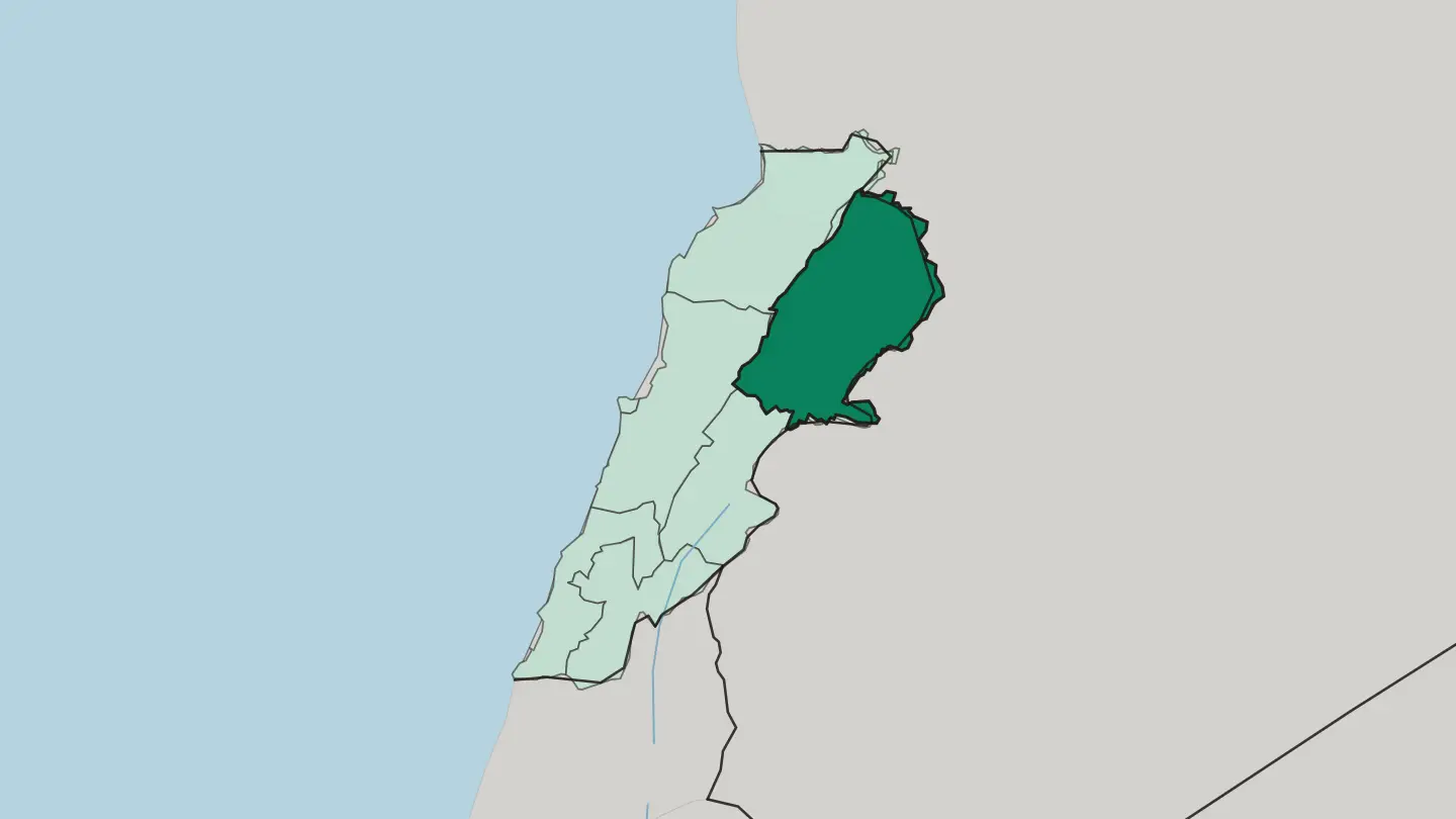 Map of Mohafazat Baalbek-Hermel in Lebanon