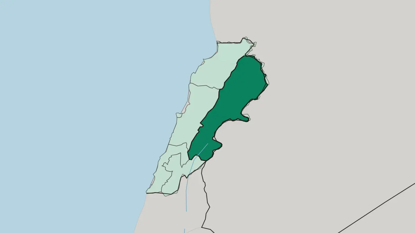 Map of Mohafazat Béqaa in Lebanon