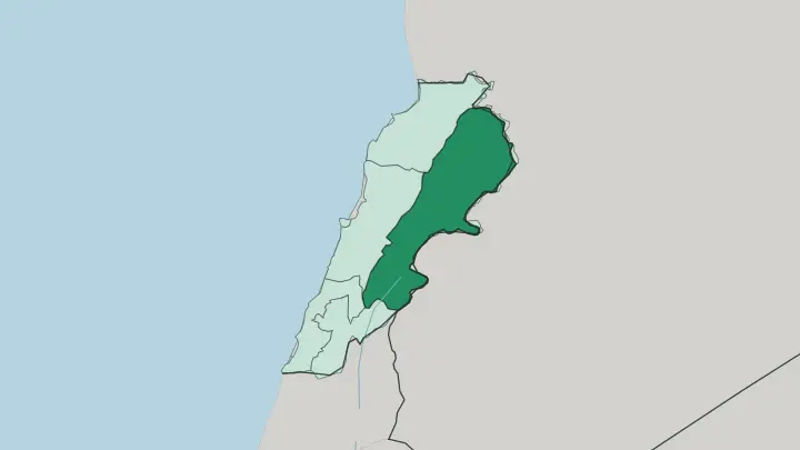 Map of Mohafazat Béqaa in Lebanon