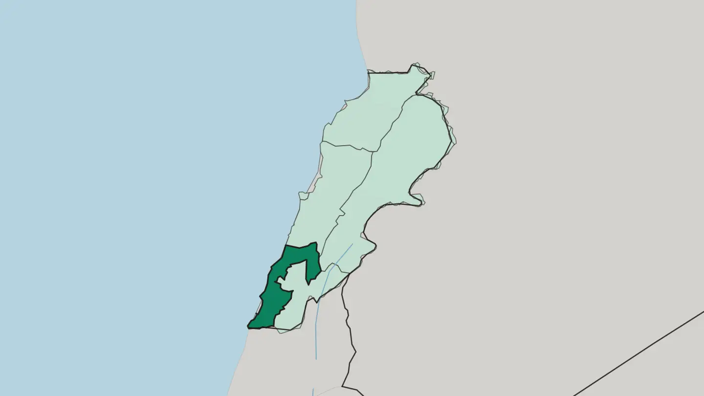 Map of Mohafazat Liban-Sud in Lebanon