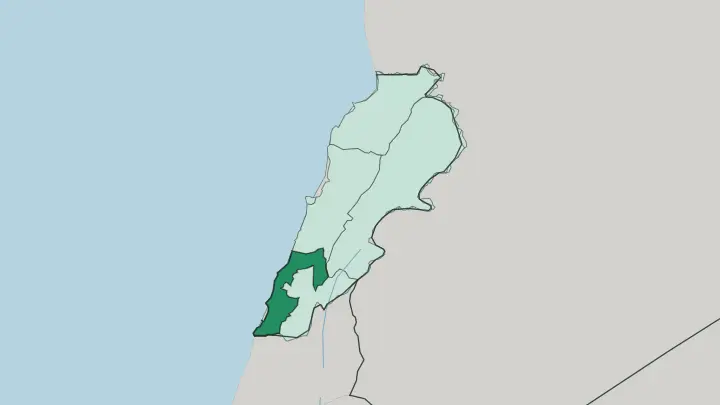 Map of Mohafazat Liban-Sud in Lebanon
