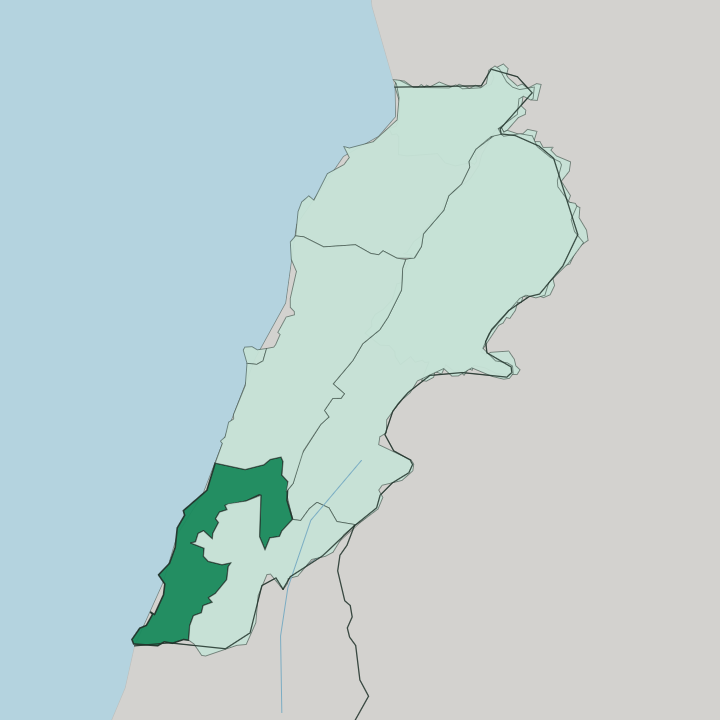 Map showing Mohafazat Liban-Sud — In Lebanon