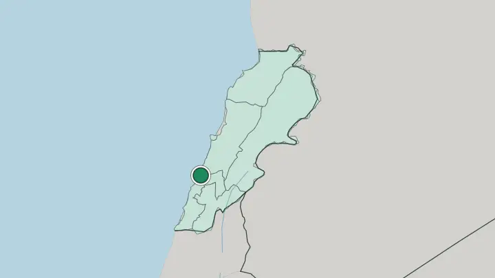 Map of Sidon in Lebanon
