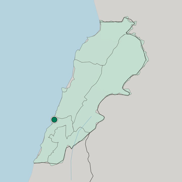 Map showing Sidon — In Lebanon
